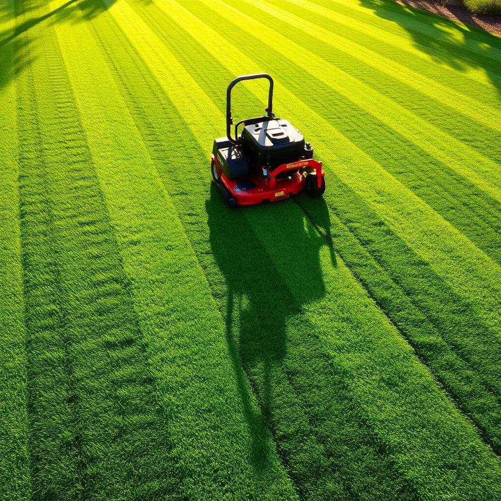 Striped lawn cut with a zero-turn mower in Viera, FL
